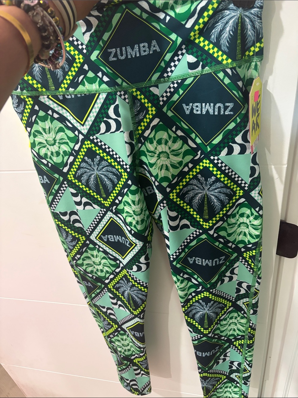 Zumba Fitness Green, Navy & Lime Graphic Dance Leggings